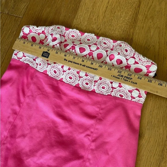 Lilly Pulitzer cotton strapless shift dress with lace detail womens 6 - Picture 3 of 7